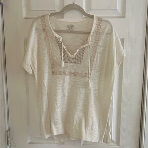 J. Crew Cream Women's Blouse with Lace Detail